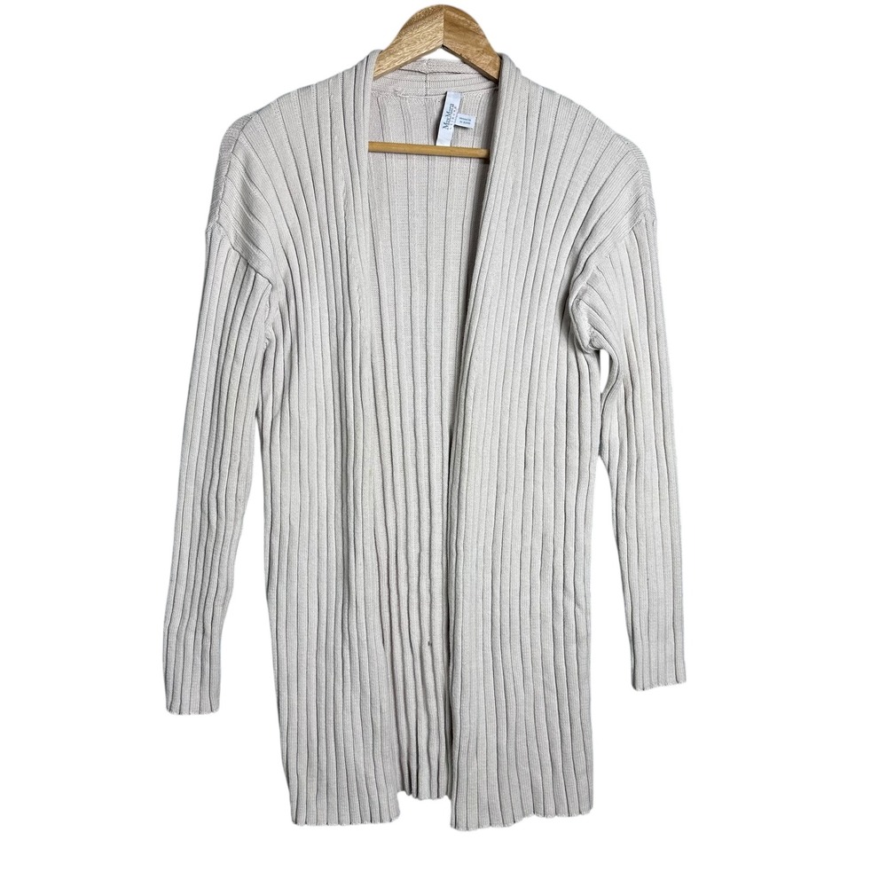 MaxMara Leisure Ribbed Knit Open Front Long Cardigan Beige cozy quite luxury‎